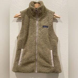Patagonia Tan Los Gatos Sherpa Fleece Full Zip Pocket Vest Size Small
